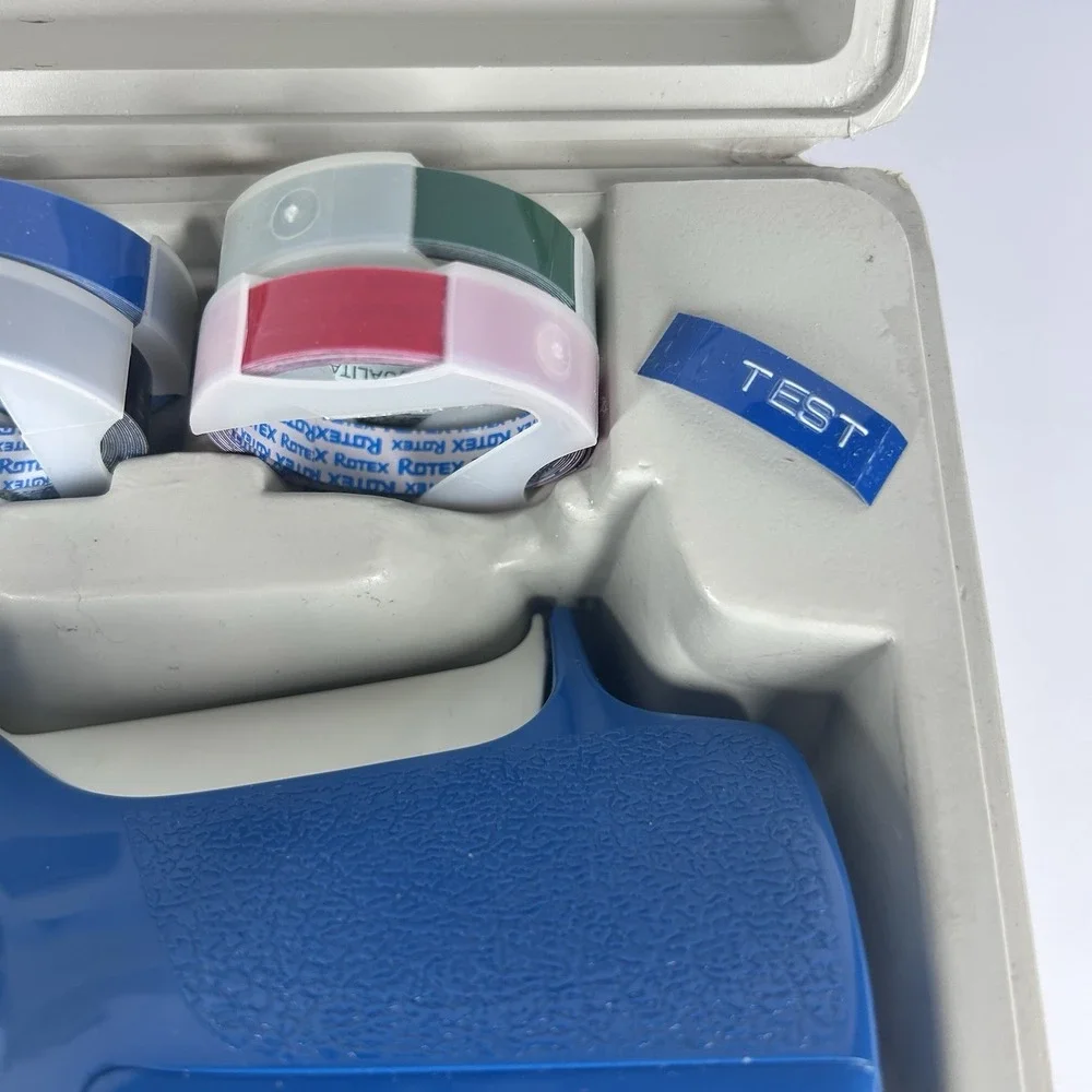 Rotex Label Making Kit Case Ribbons Mini Label mate Dennison Lot 4091-45 18-384